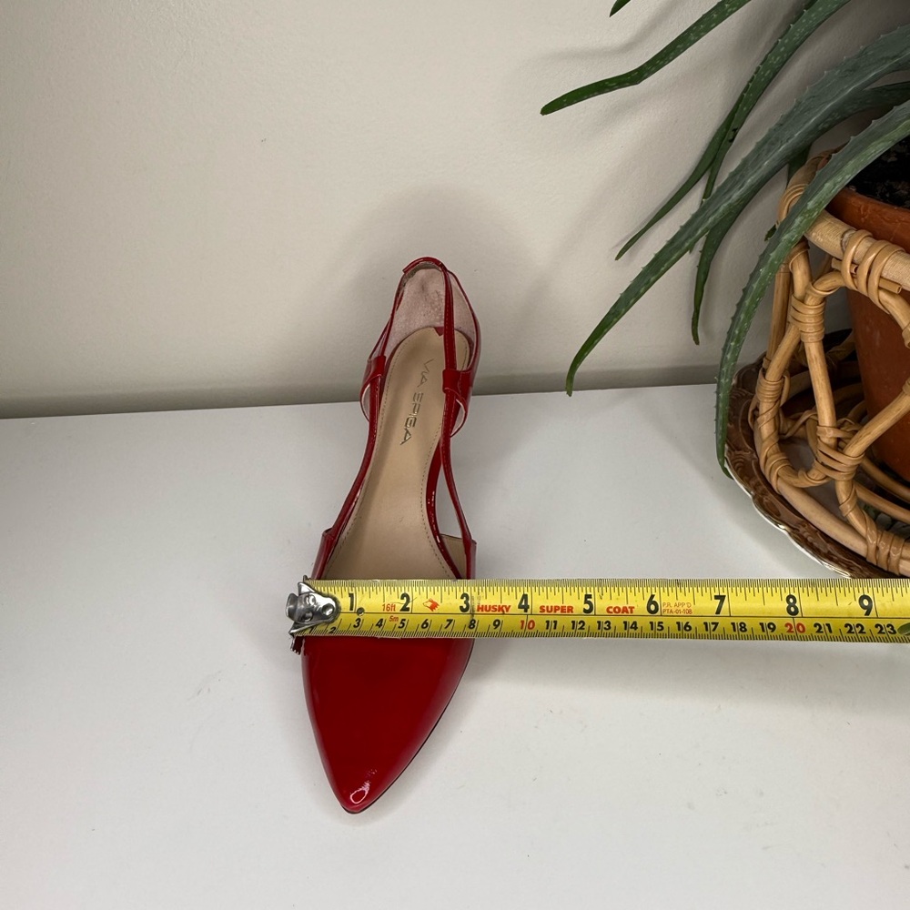 Via Spiga Red Patent Leather Slingback Kitten Heels Pointed Toe Pumps 7.5 - Picture 12 of 12